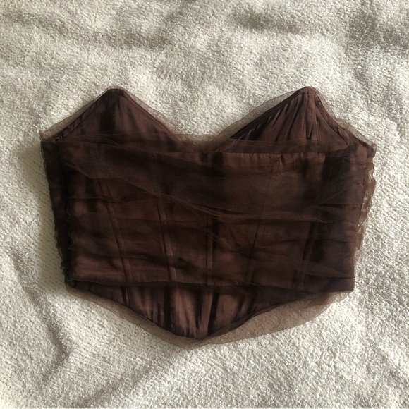 Zara Tulle corset crop top in Brown Medium - Picture 10 of 10